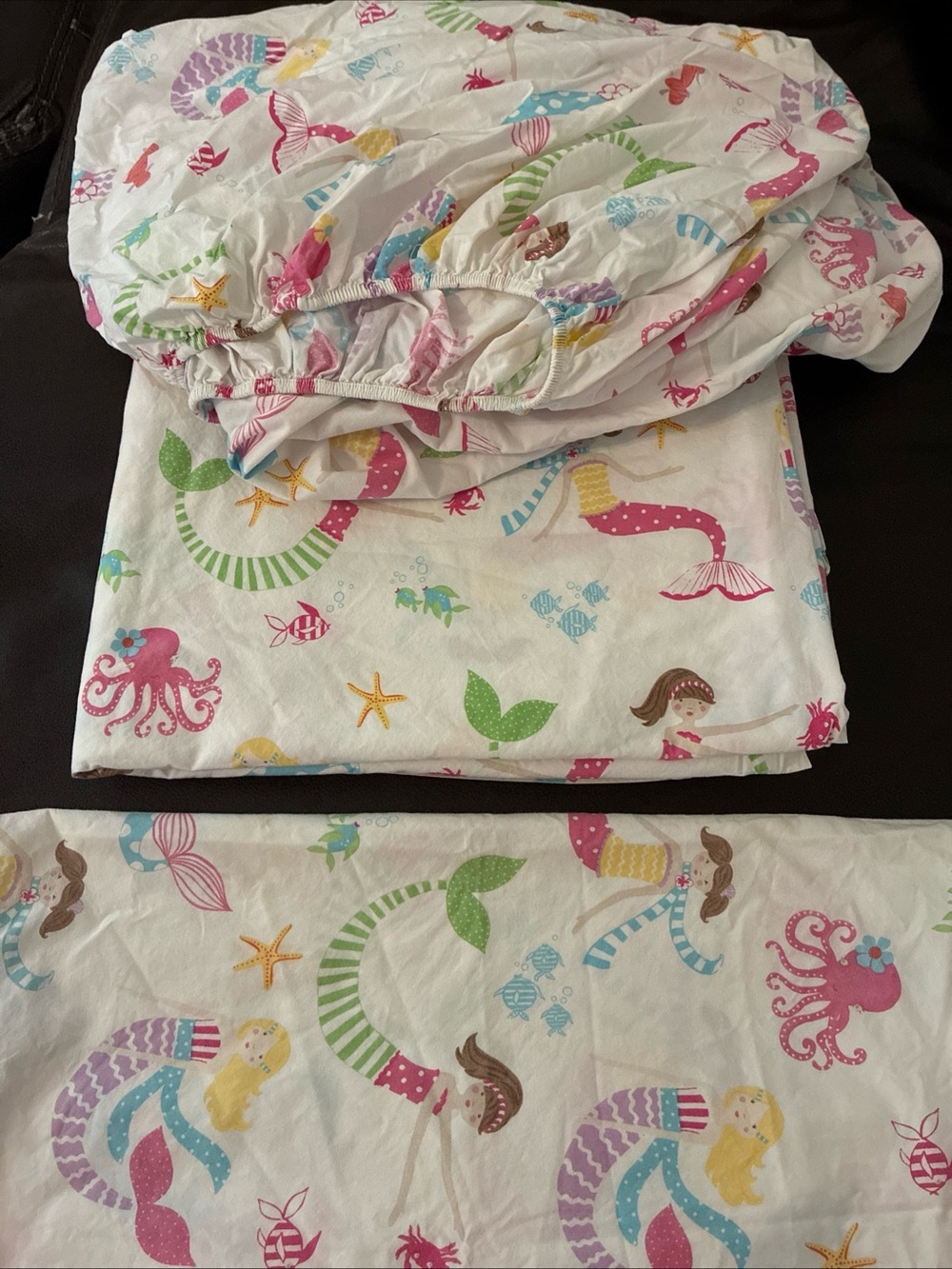 Pottery Barn Kids Mermaid Print 3 Piece Sheet Set